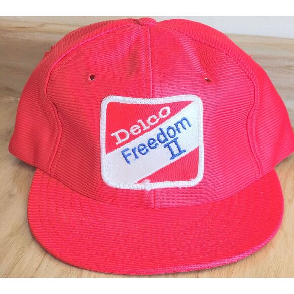 Delco Freedom II Snapback Hat Large Adjustable Vintage Cap Funkap Red - Picture 1 of 13